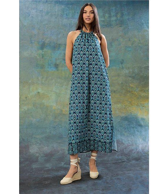 The Good Journey Halter Tie Neck Printed Crepe De Chine Maxi Dress Product Image