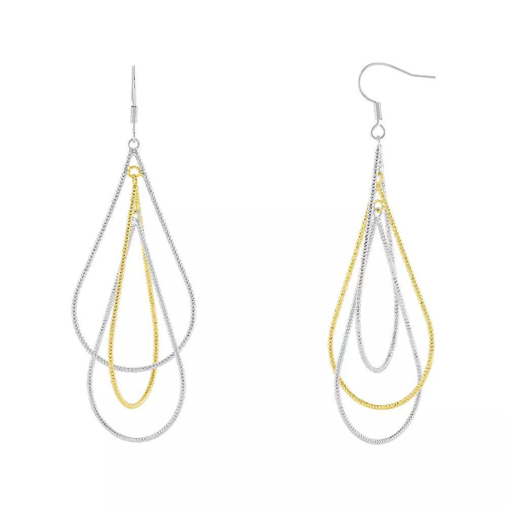 PRIMROSE Triple Textured Teardrop Earrings, Women's, Two Tone Product Image