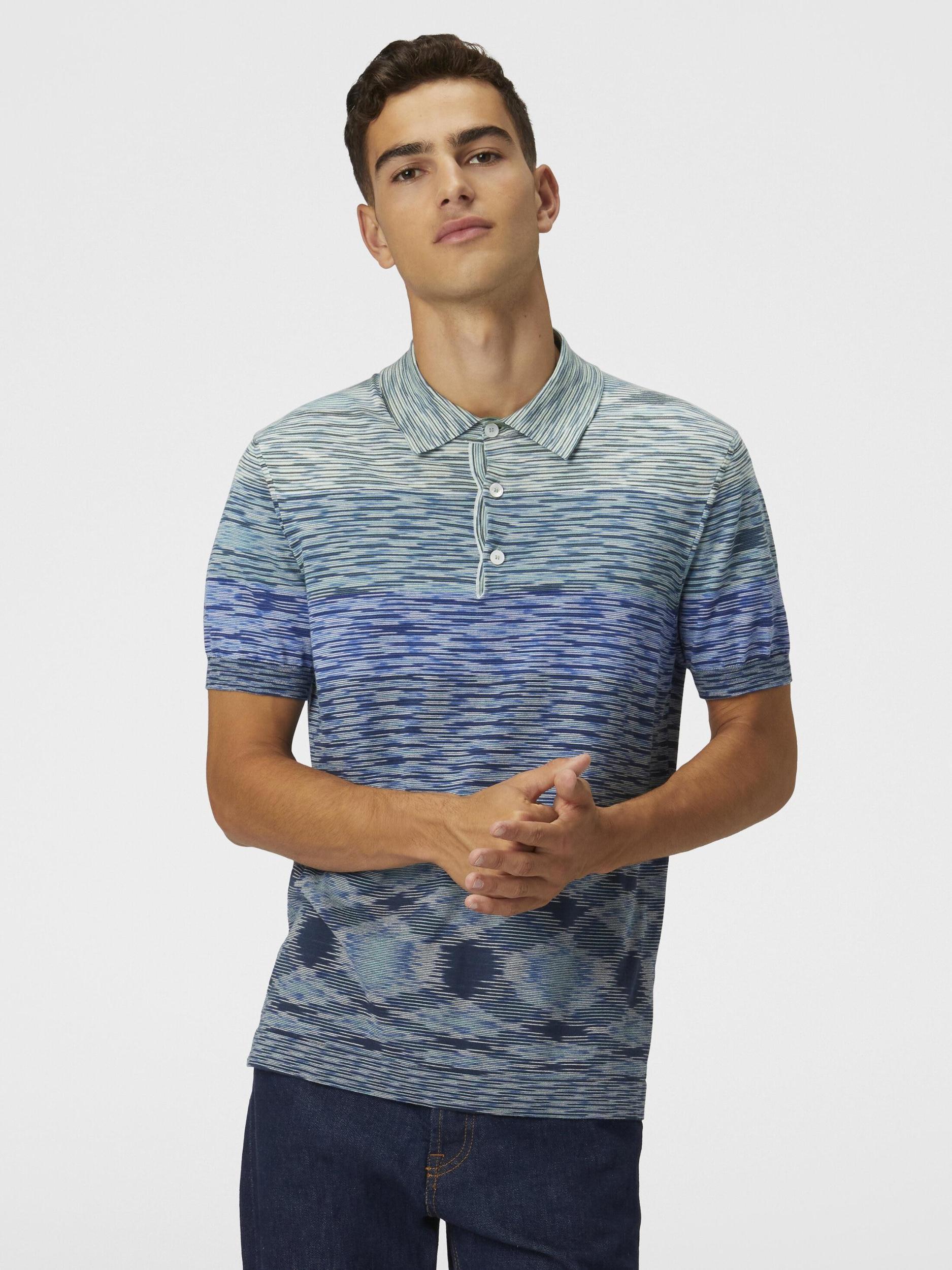 Dégradé slub cotton knit polo shirt Product Image