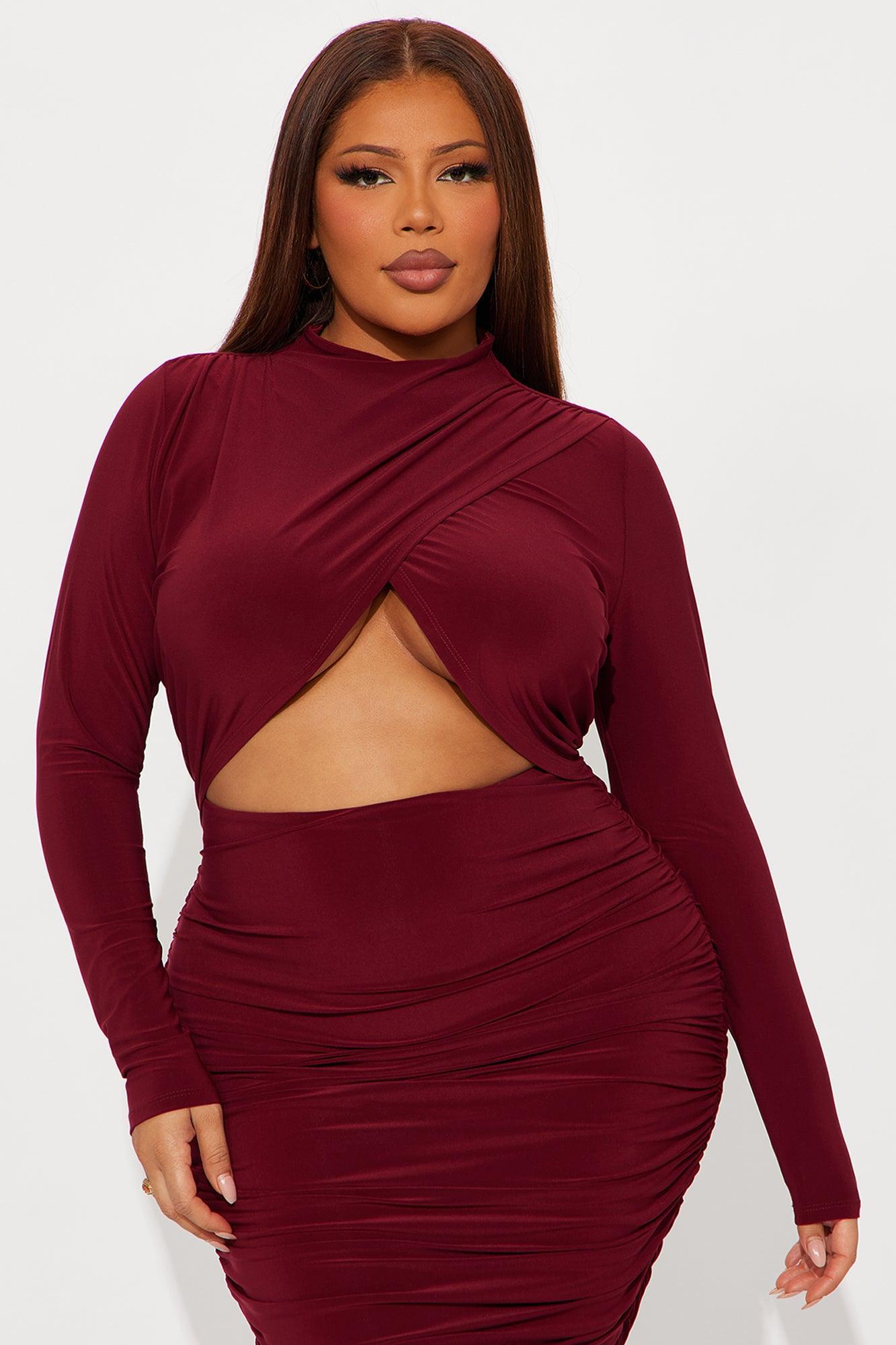 Katelyn Cut Out Midi Dress - Burgundy Product Image