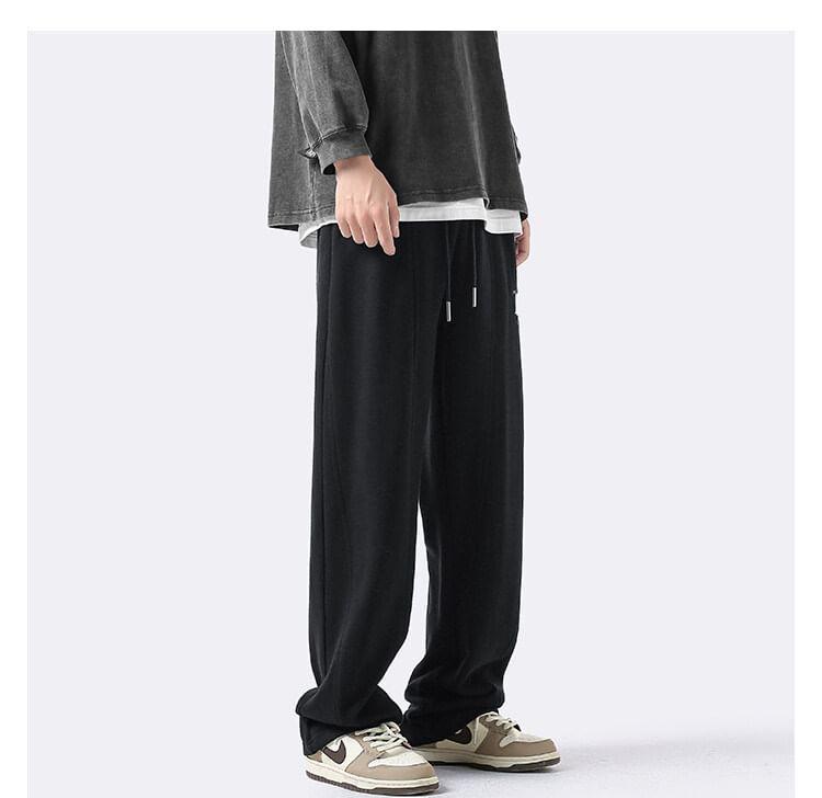 High Waist Plain Straight Leg Pants Product Image
