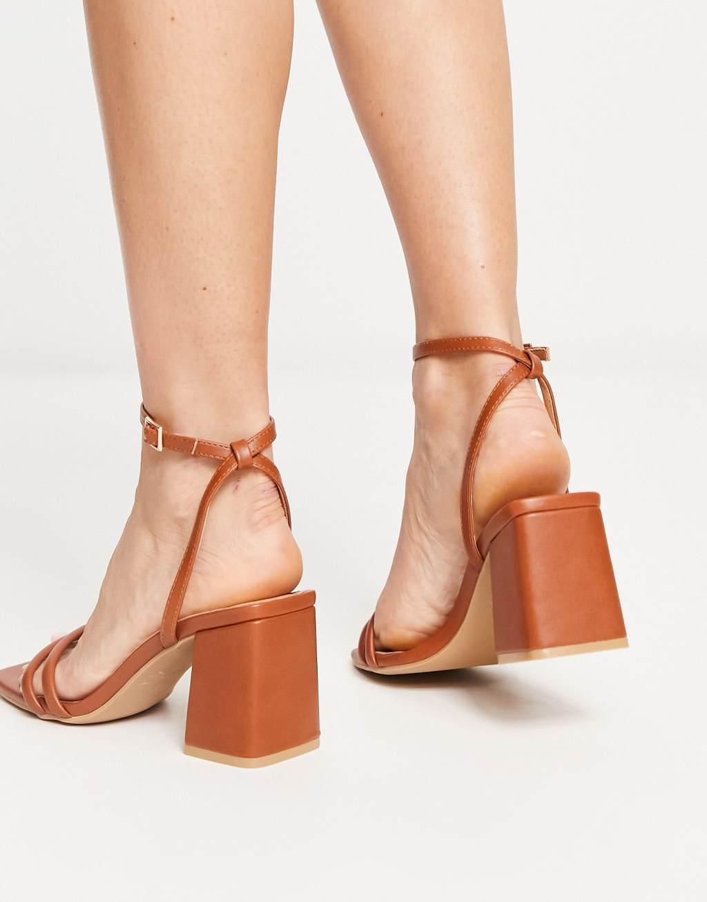 Truffle Collection square toe block heel barely there sandals Product Image