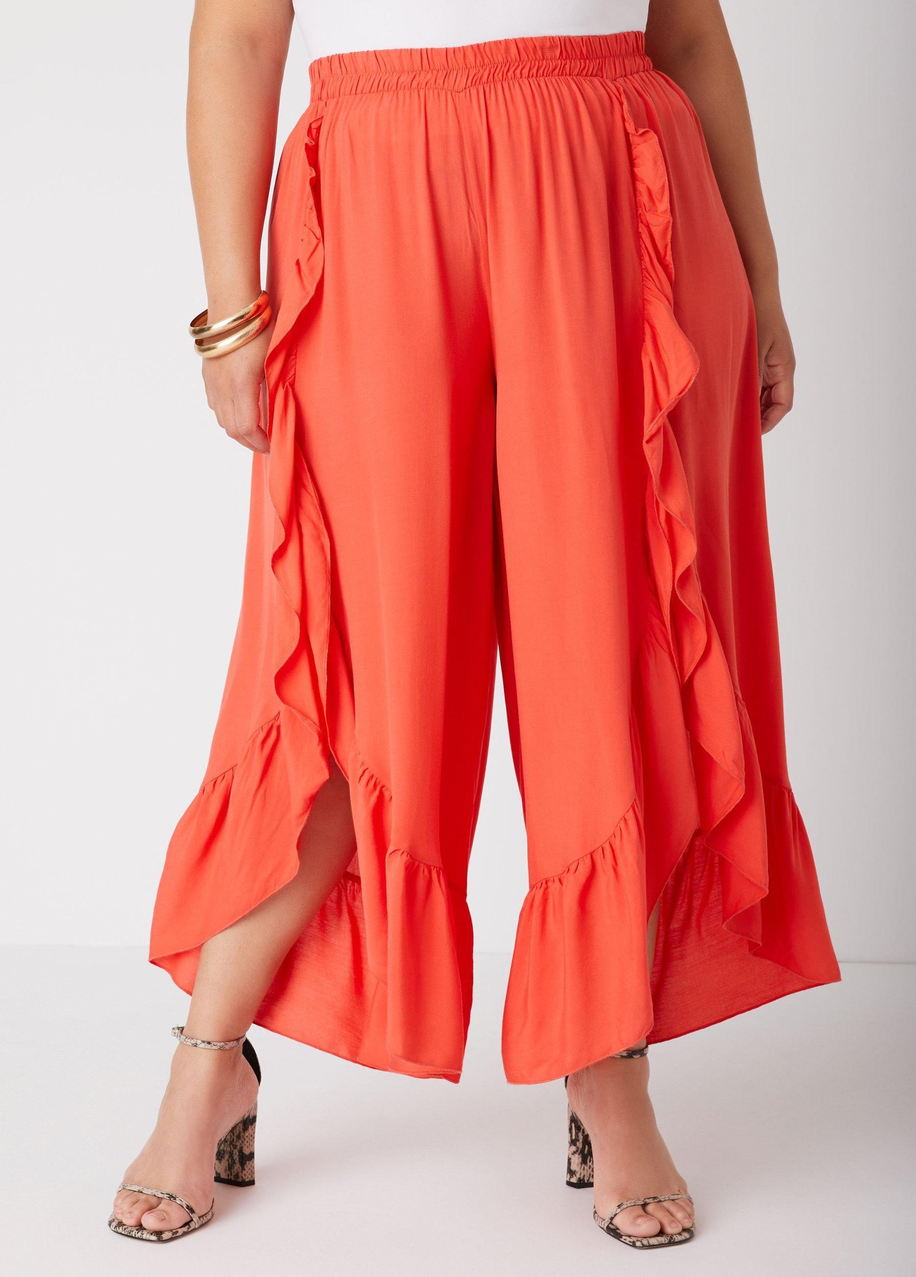 Ruffled Side Split Pants Product Image