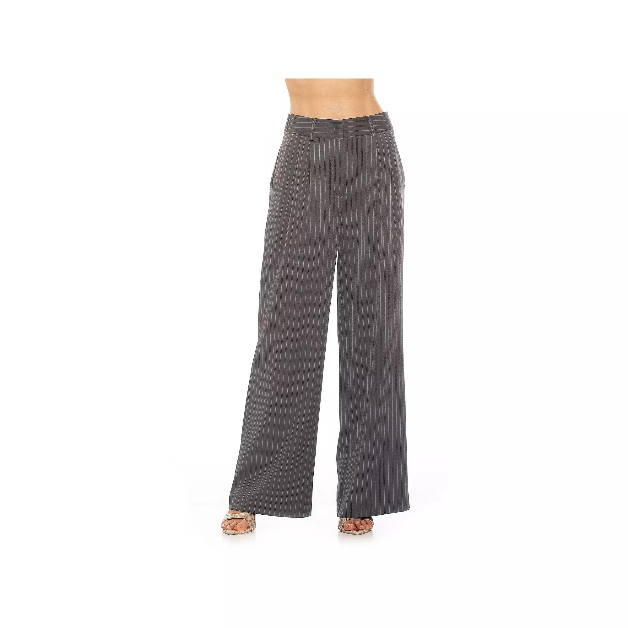 Women's ALEXIA ADMOR Elodie Belted Front Zip Wide Leg Pant, Size: 12, Black Product Image