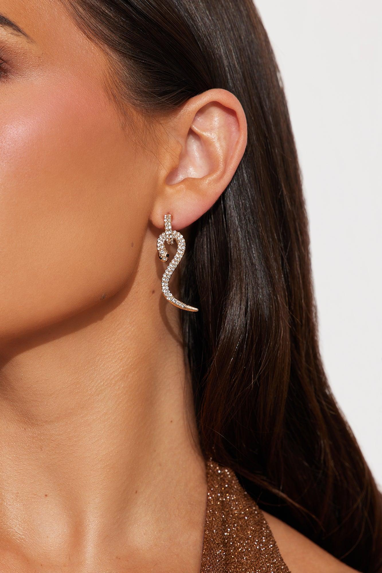 Sparkling Snake Drop Earrings - Gold Female Product Image