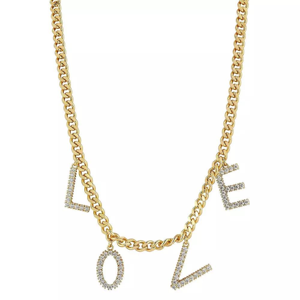WINX 18k Gold Plated Cubic Zirconia Bold "Love" Necklace, Women's, Size: 18", Gold Tone Product Image