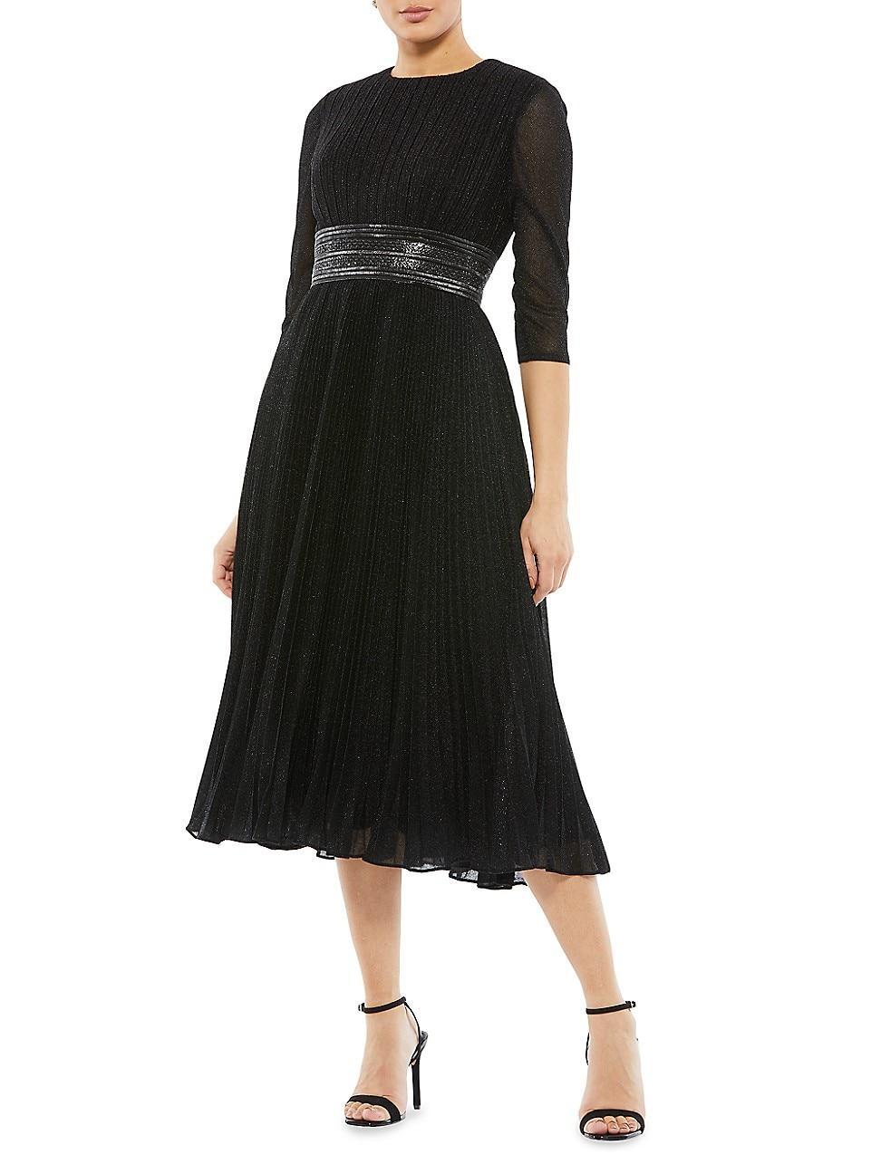 Mac Duggal Crew Neck 34 Sleeve Pleated A Product Image