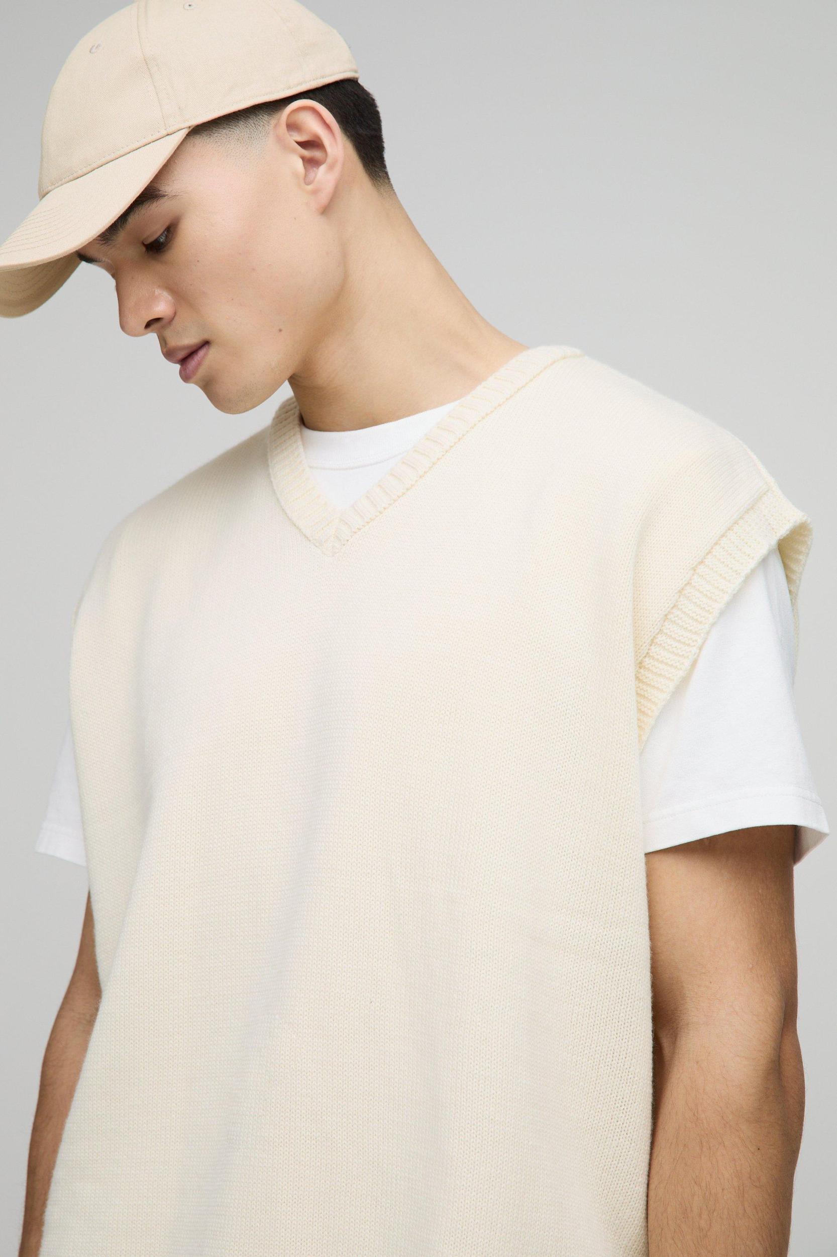 Regular V Neck Knitted Undershirt | boohooMAN USA Product Image