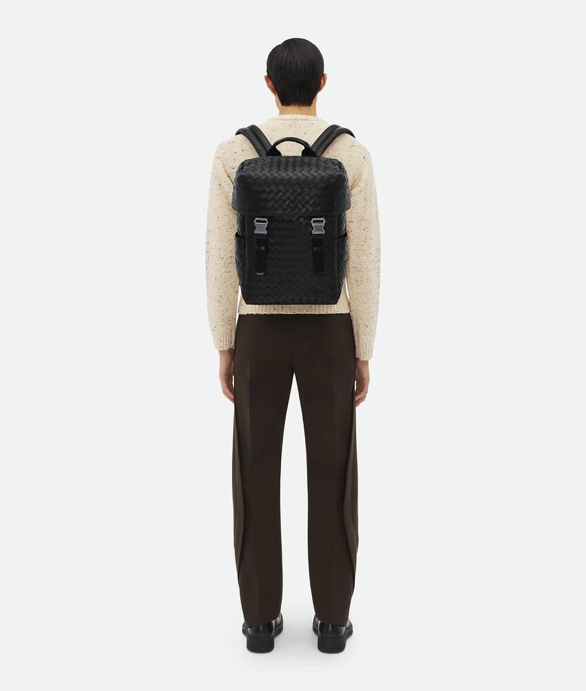 Men's Intrecciato Flap Backpack in Black Product Image