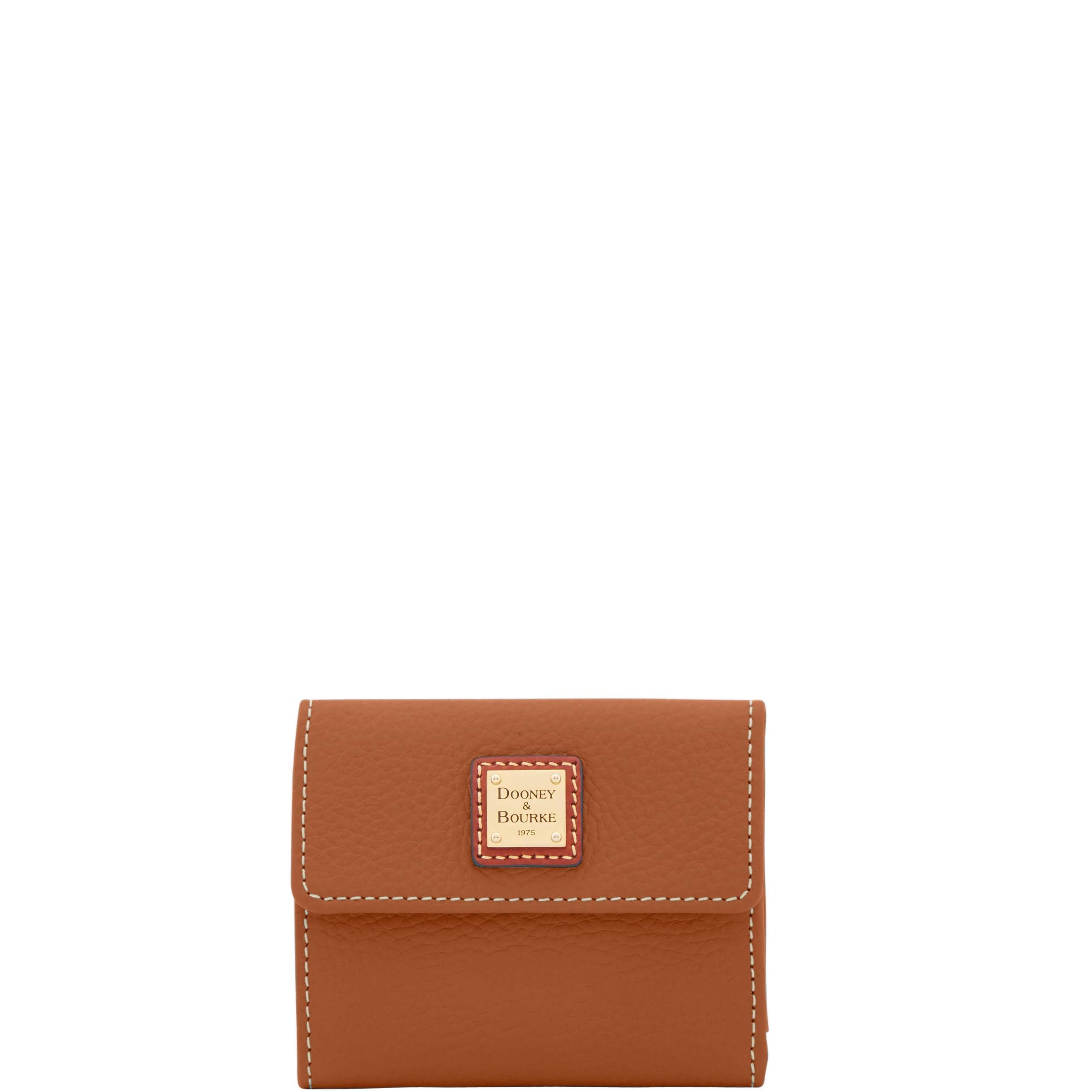 Dooney & Bourke Womens Pebble Grain Small Flap Credit Card Leather Wallet in Bark Product Image