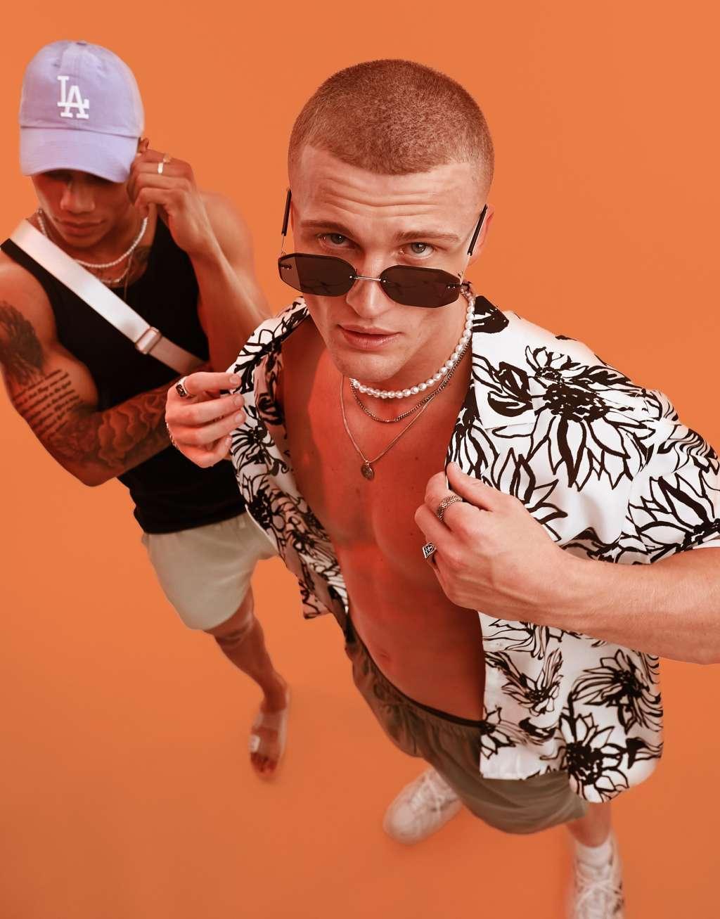ASOS DESIGN relaxed camp collar shirt in scribble sunflower print Product Image