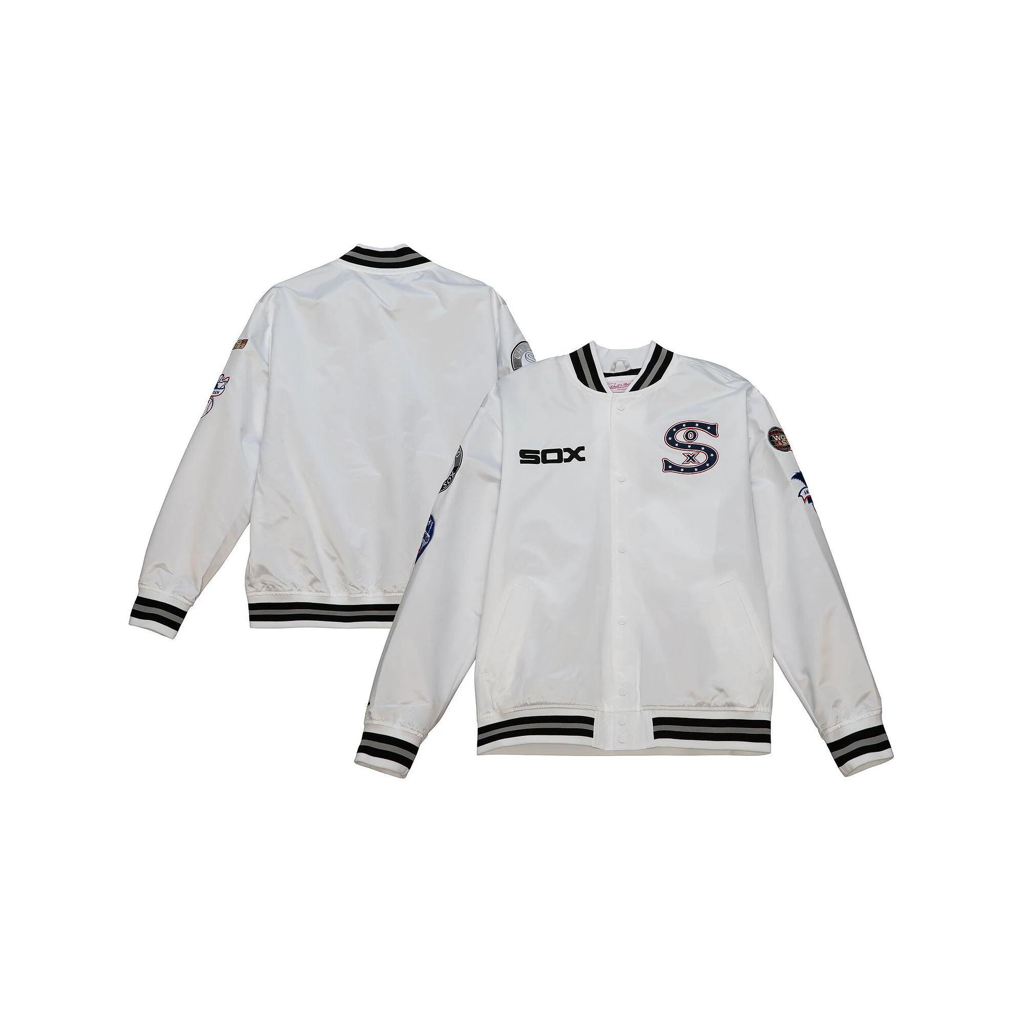Men's Mitchell & Ness White Chicago White Sox City Collection Satin Full-Snap Varsity Jacket, Size: Large Product Image