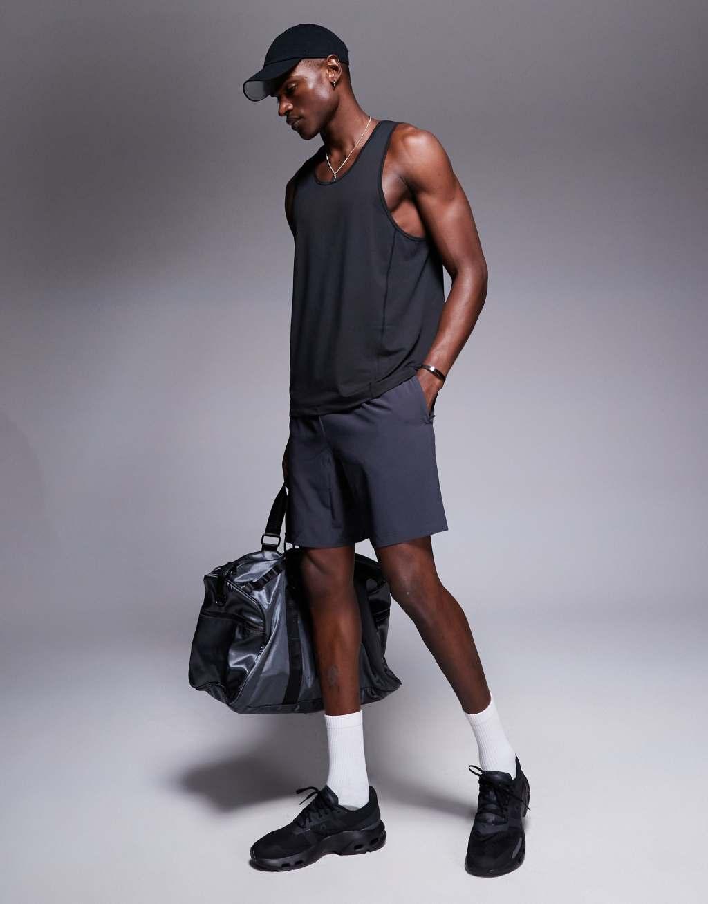 4505 Icon 7 inch quick dry training shorts with zip pockets in charcoal  Product Image