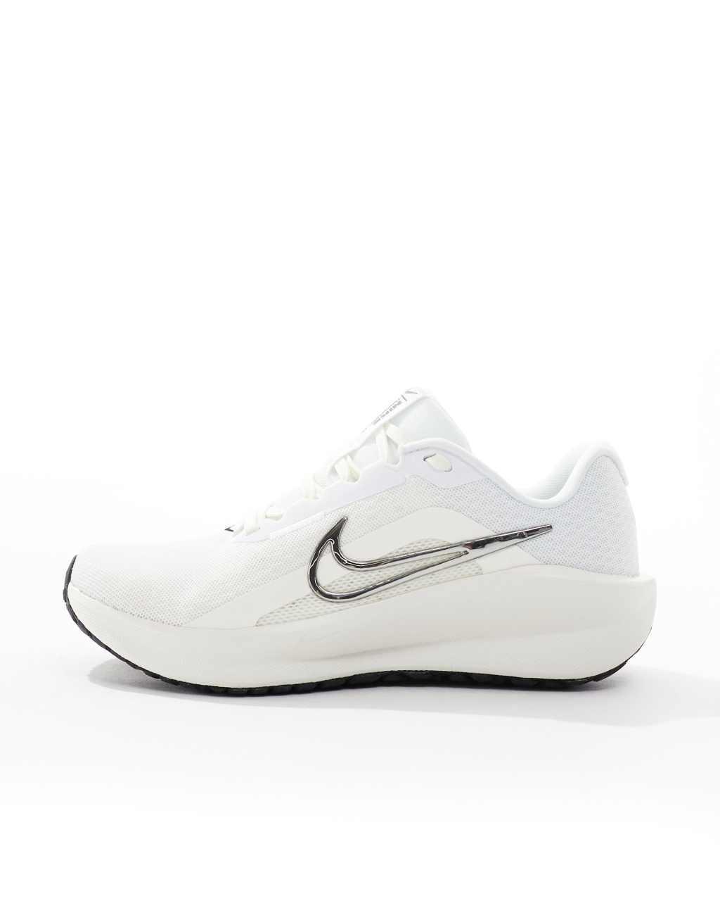 Nike Running Downshifter 13 sneakers in white and silver Product Image