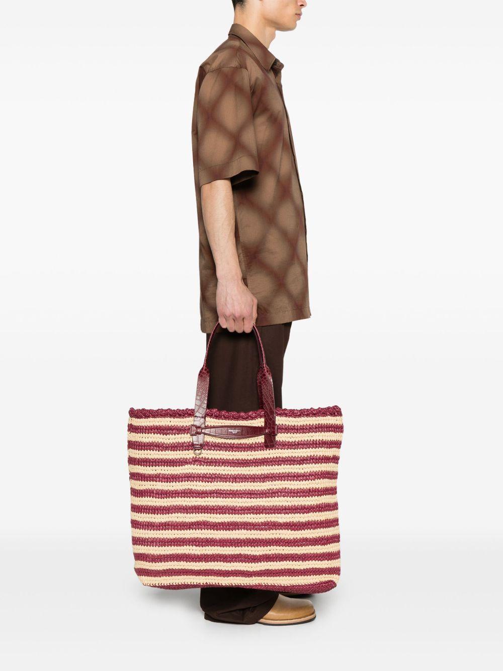 striped raffia tote bag Product Image