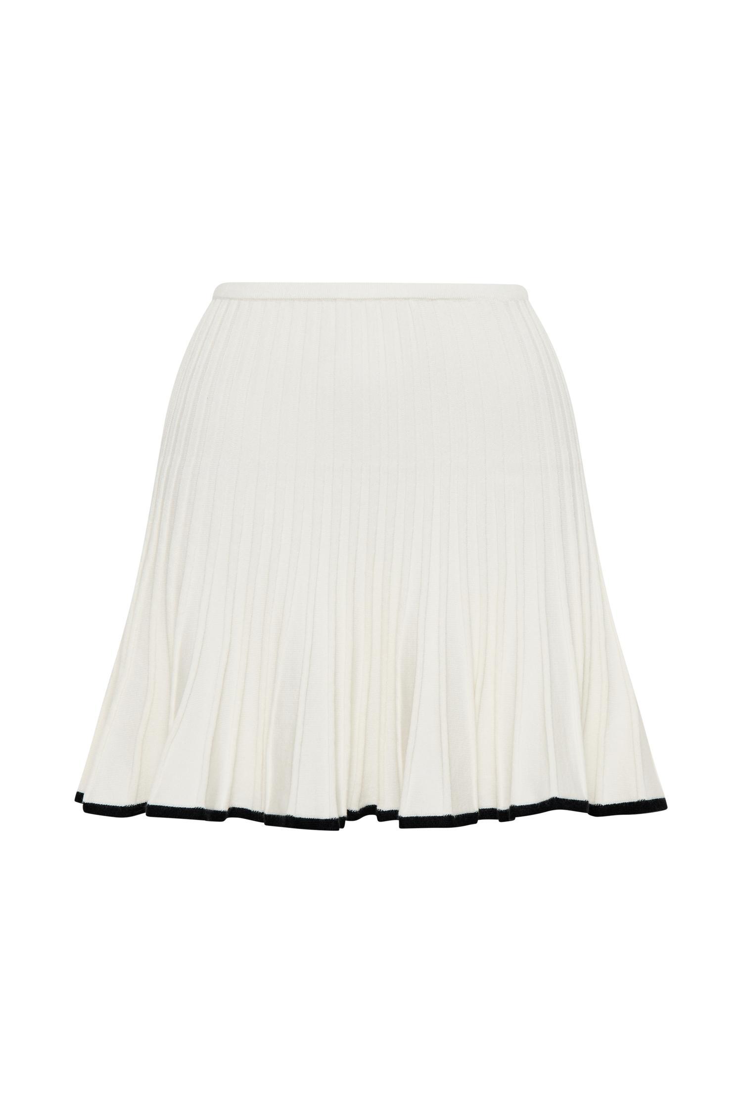 Jolene Contrast Pleated Knit Mini Skirt - White Product Image