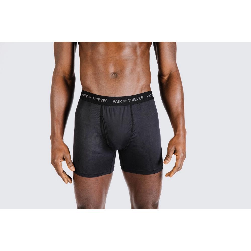 Pair of Thieves Mens Super Fit Boxer Briefs 2pk - Black S: Mid Rise, Mesh Construction, Full Waistband Elastic, Solid Pattern Product Image