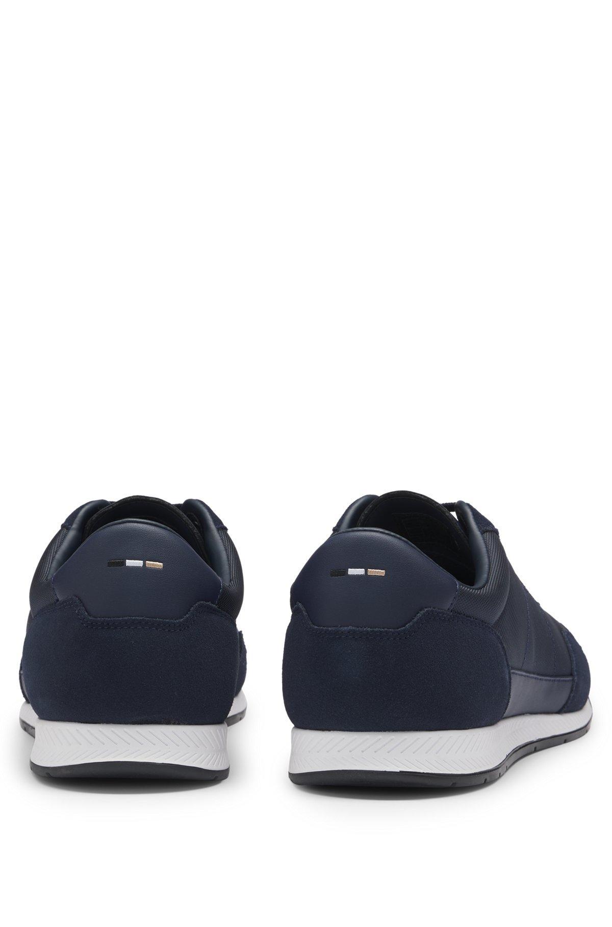 Mixed-material lace-up trainers with suede trims Product Image