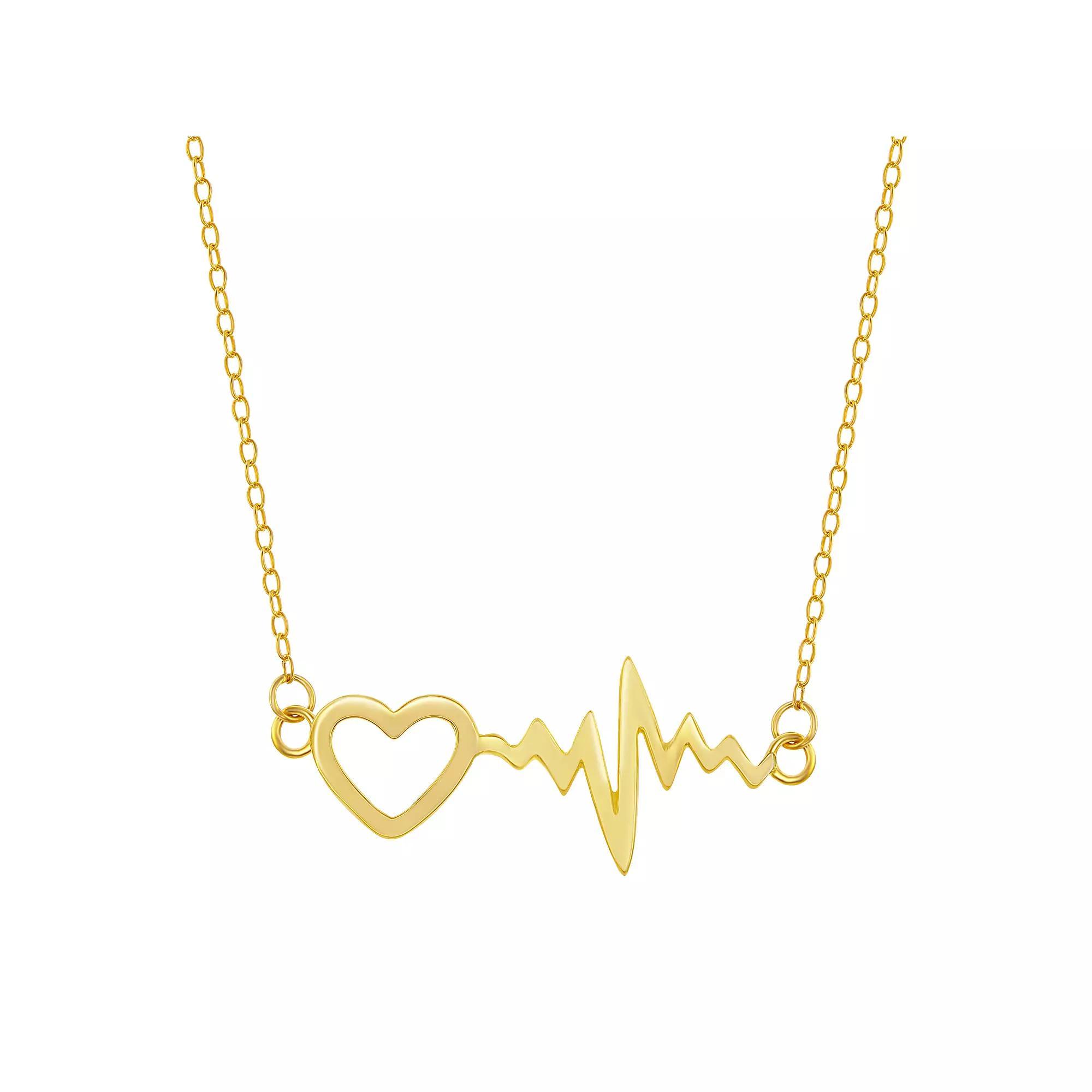 Sterling Silver Heartbeat Necklace, Women's, Size: 16-18" ADJ, Gold Tone Product Image