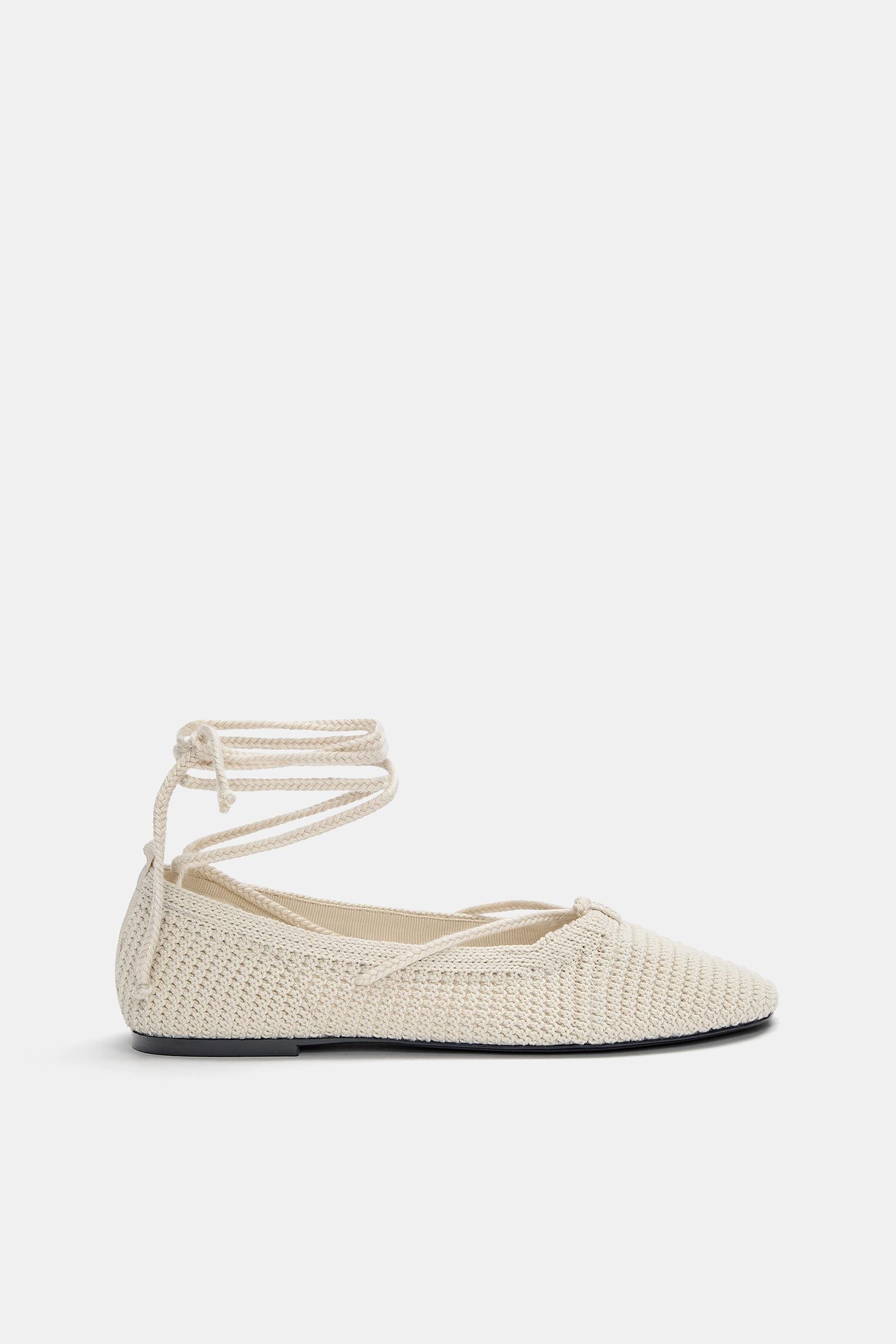 Crochet ballerinas with tie detail Product Image