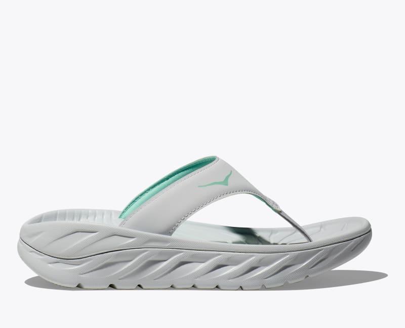 HOKA Womens Ora Recovery Flip Shoes in Black/Dark Gull Gray Product Image