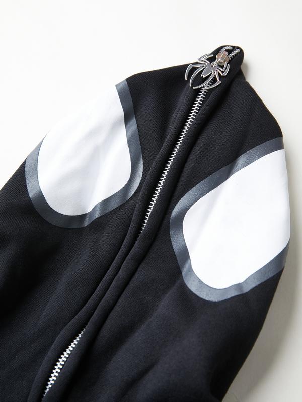 Men's Punk Spider Print Full Zip Oversized Hoodie Product Image