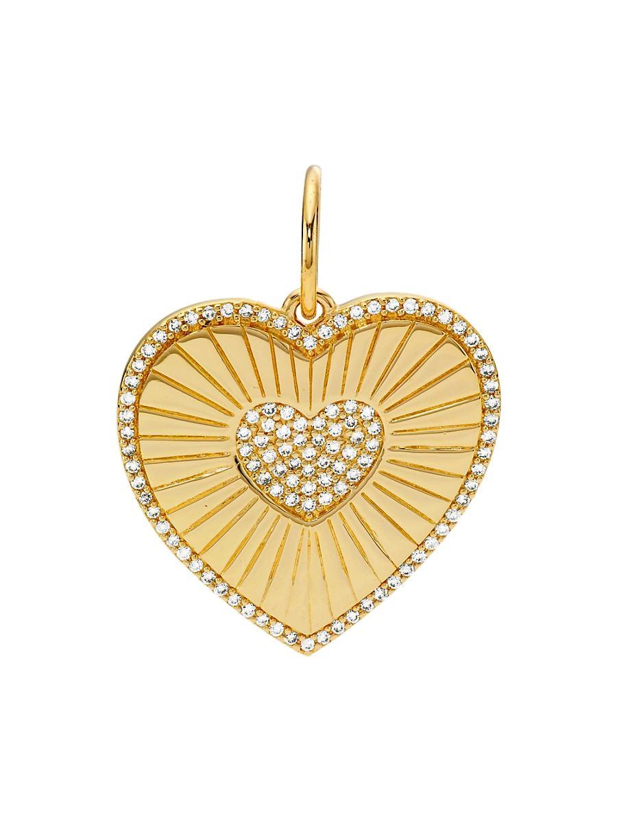 Womens 14K Yellow Gold & 0.27 TCW Diamond Heart Pendant Necklace Product Image
