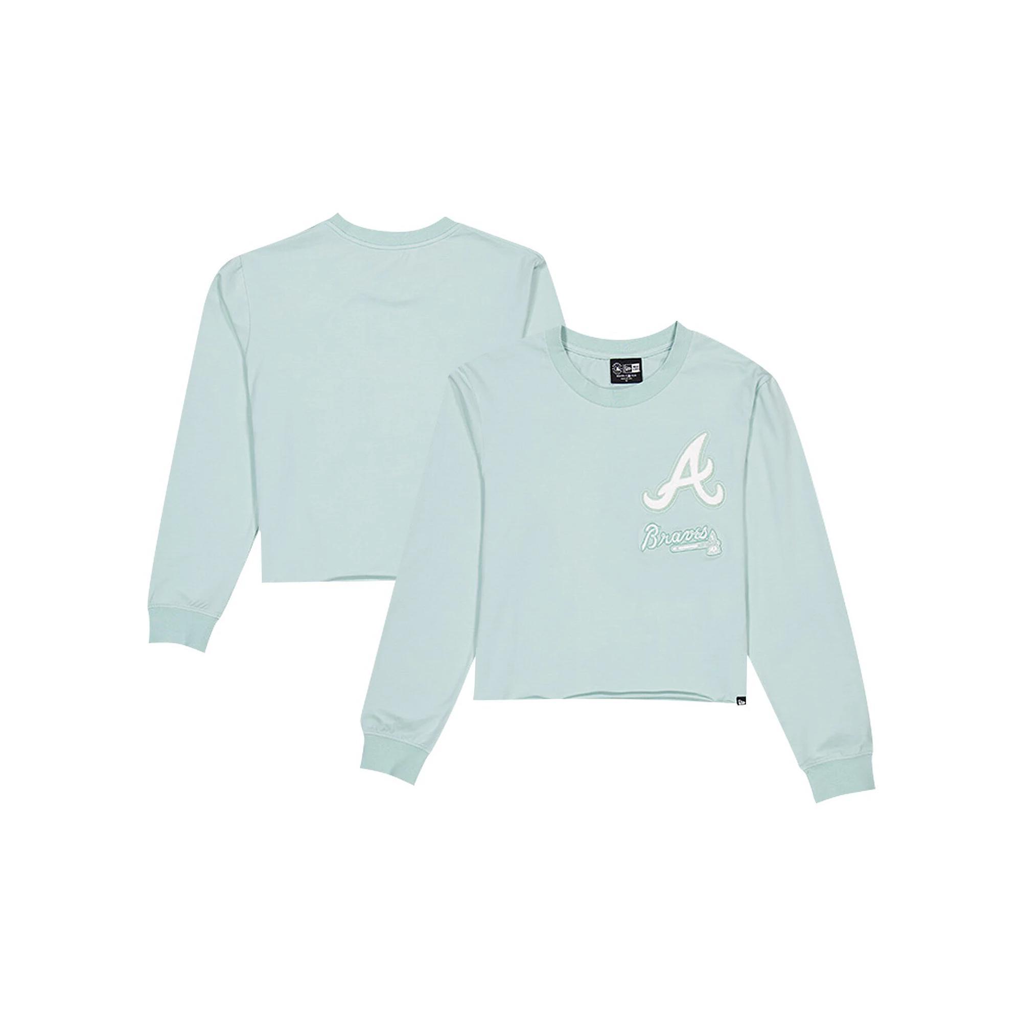 Women's New Era Mint Atlanta Braves Breeze Logo Select Cropped Long Sleeve T-Shirt, Size: XL, Team Product Image