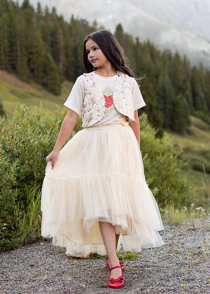 Brigitte Skirt in Ecru Girls Product Image