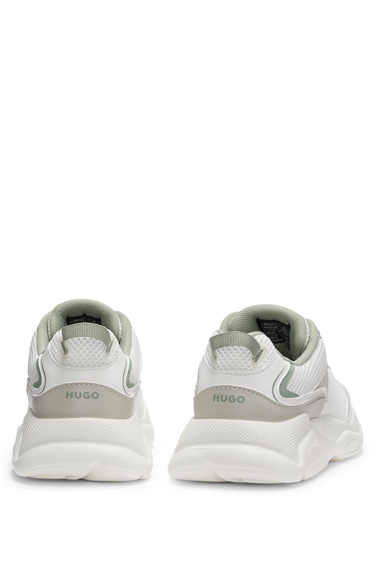 HUGO - Mesh-detail trainers with rear pull loop - White Product Image