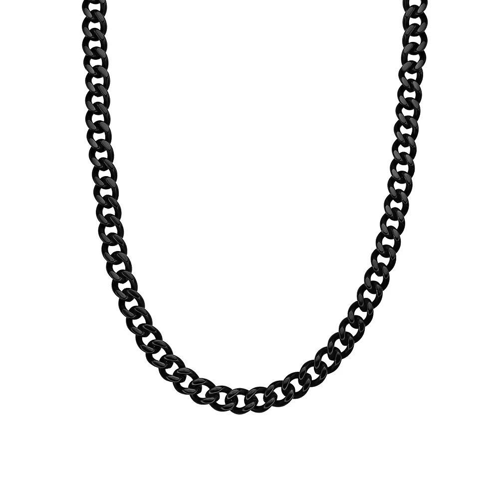 Men's LYNX Stainless Steel 11 mm Curb Chain Necklace, Size: 22", Black Tone Product Image