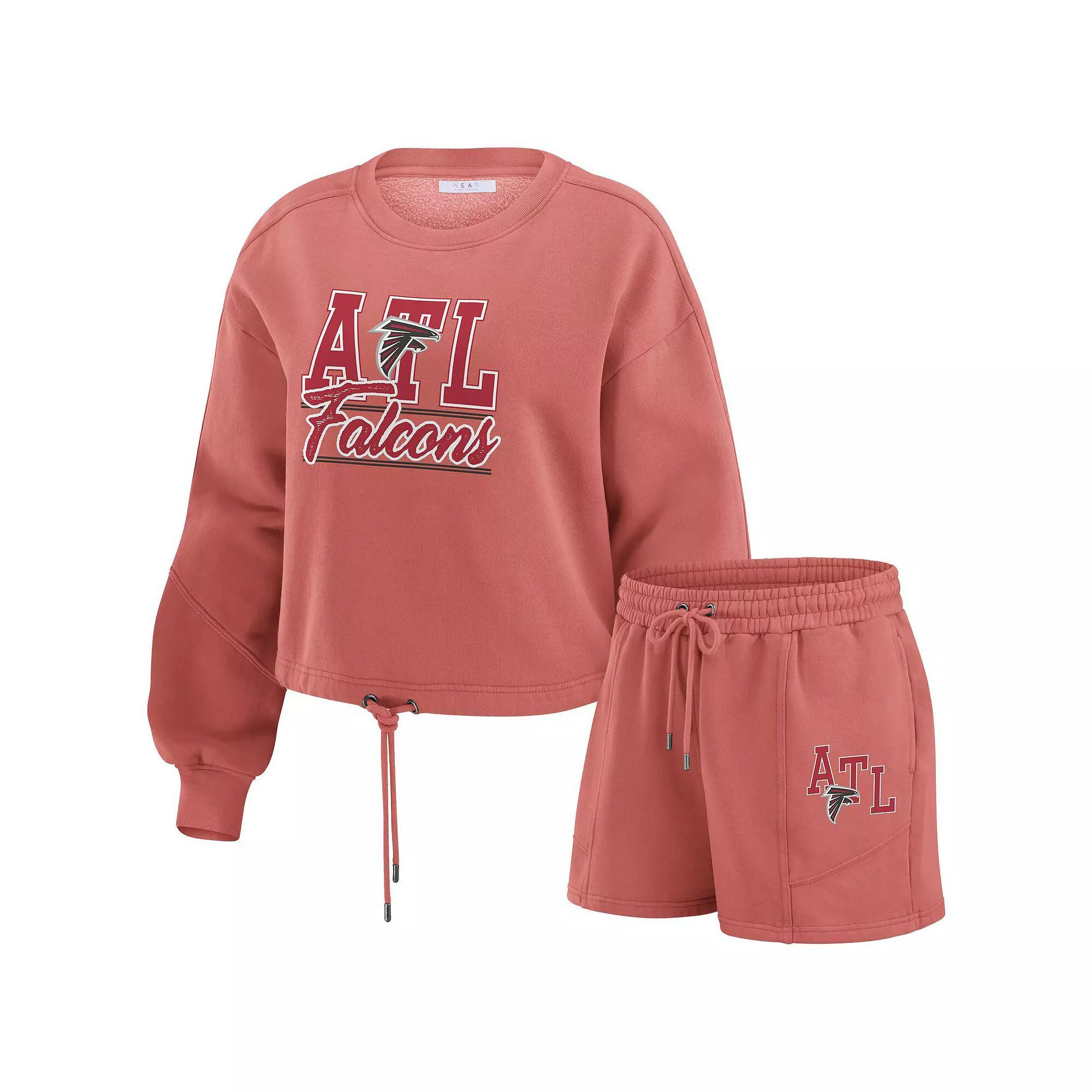 Women's WEAR by Erin Andrews Black Jacksonville Jaguars Washed Fleece Long Sleeve T-Shirt & Shorts Lounge Set, Size: Large Product Image