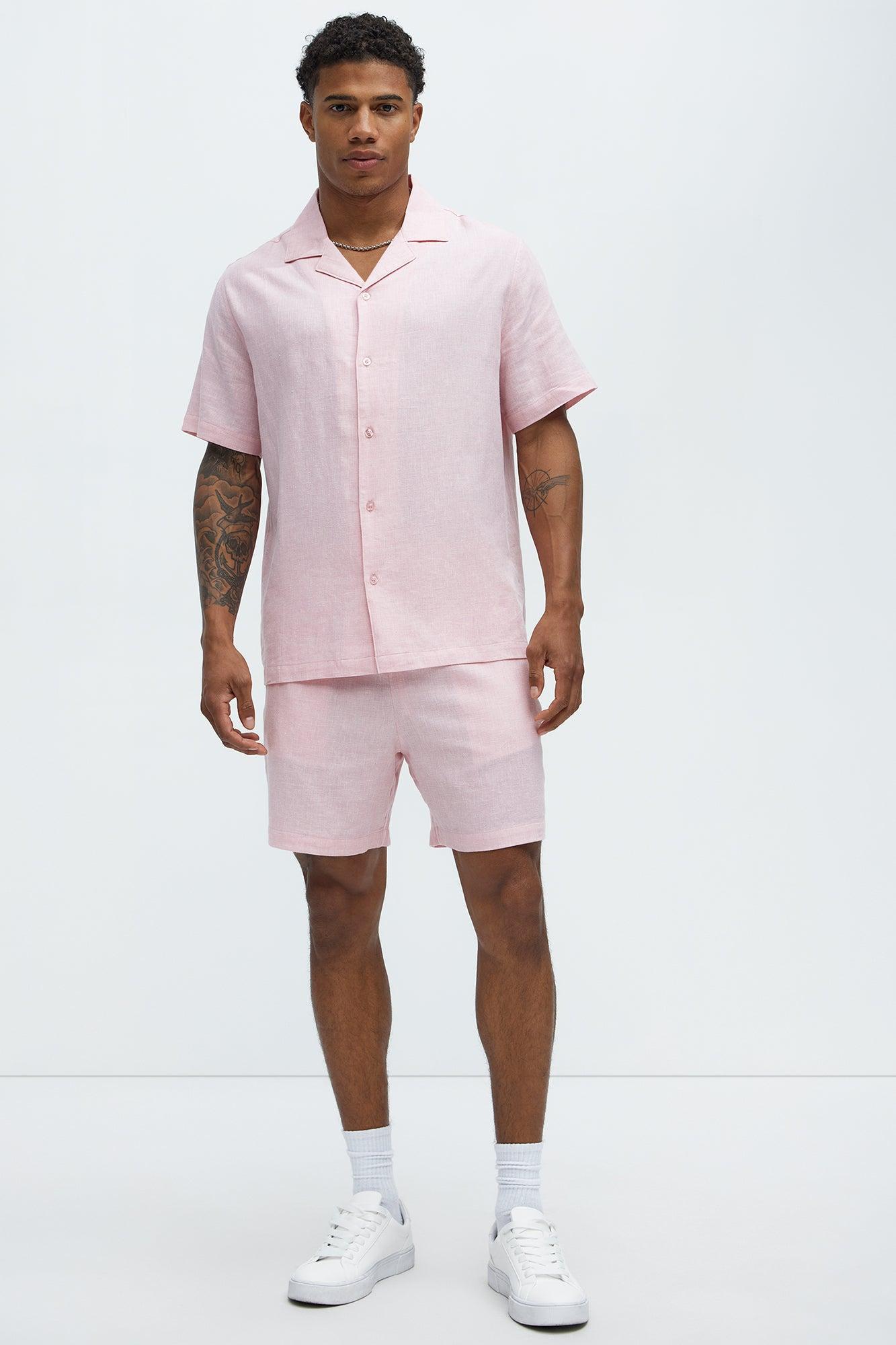 Bahamas Linen Shorts - Pink Product Image