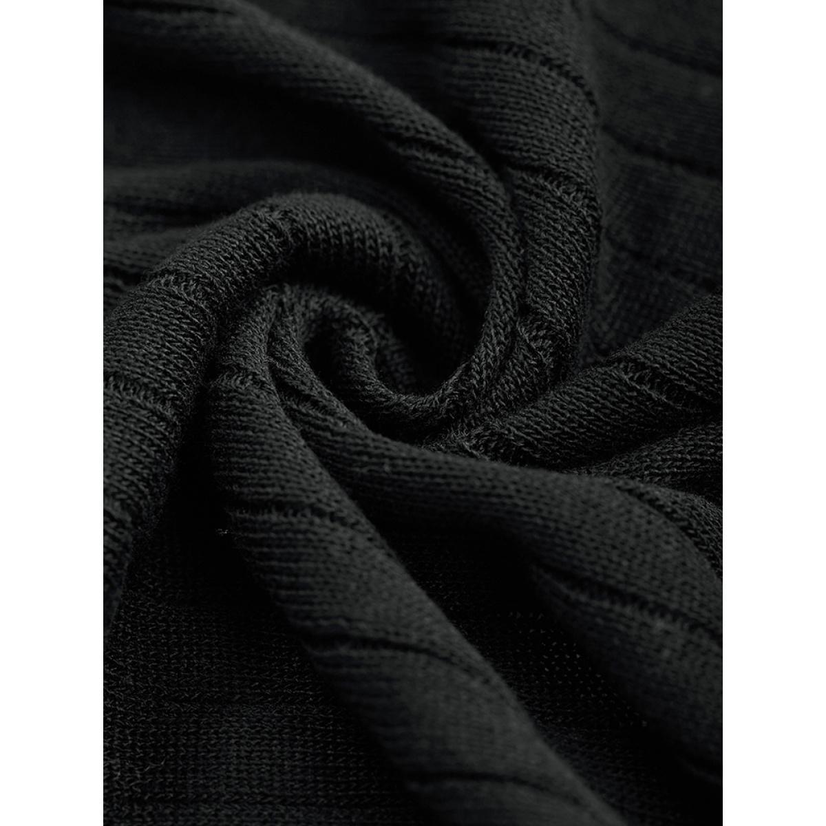Plus Size Solid Rib Knit Pocket Lightweight Tunic Cardigan Black Women Basics Loose Long Sleeve Everyday Cardigans BloomChic 30/6X Product Image