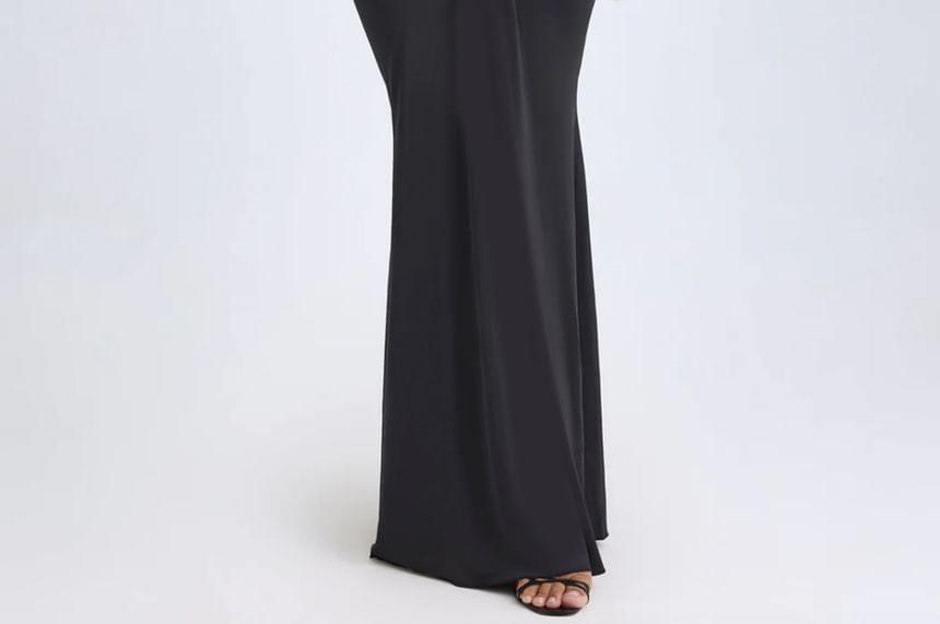 Halter V-Neck Plain Cutout Sheath Maxi Dress Product Image