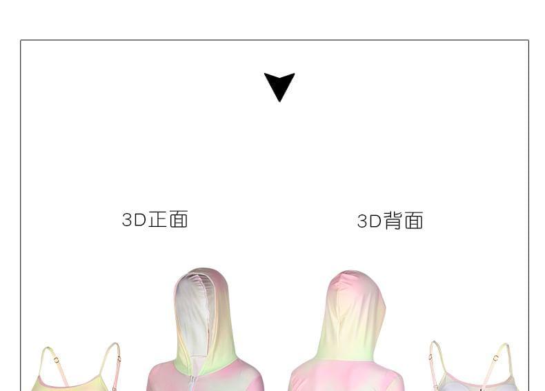 Set: Gradient Bikini Top + Swim Skirt + Jacket Product Image