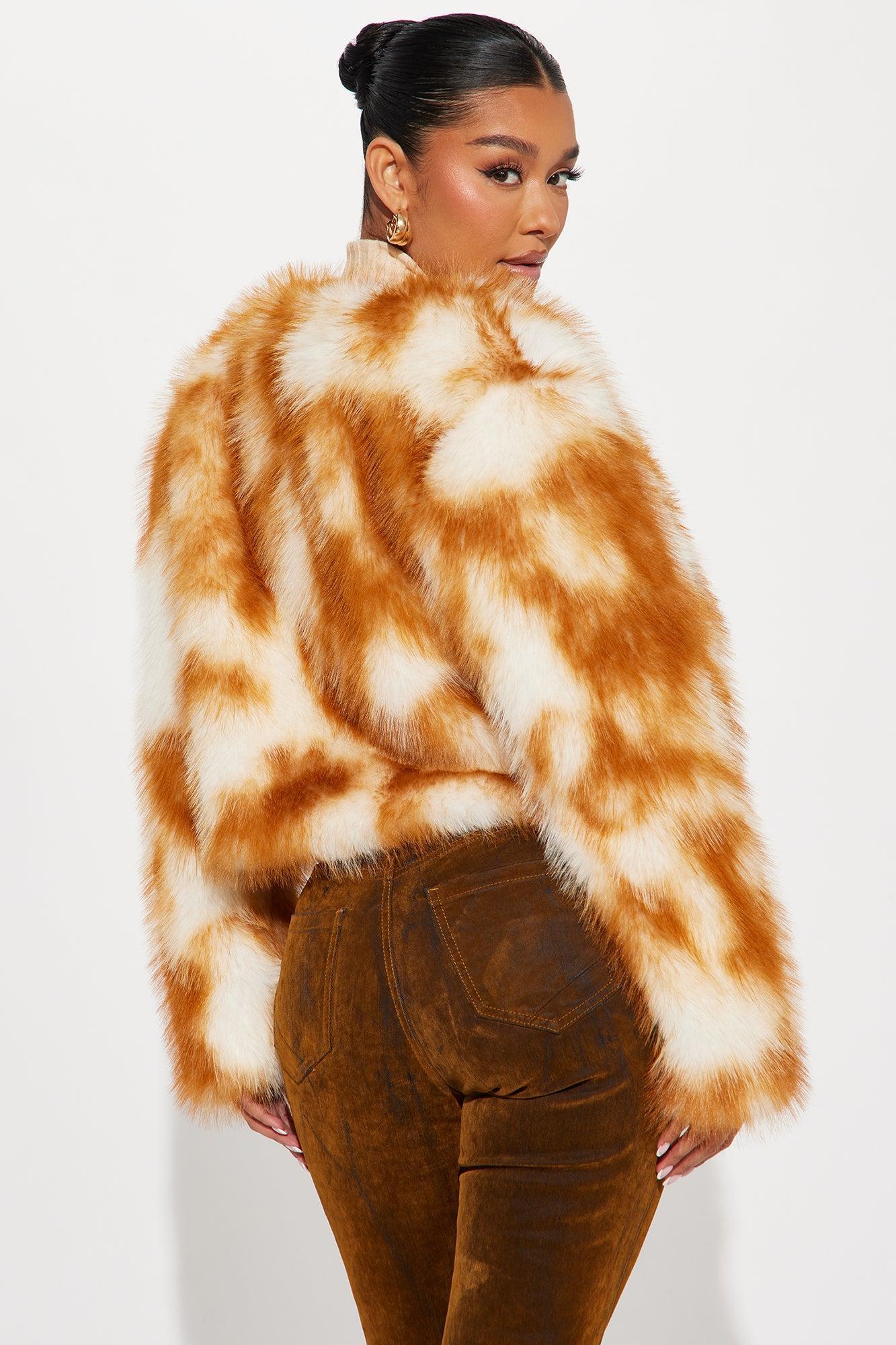 Always Reckless Faux Fur Coat - Tan/Multi Product Image
