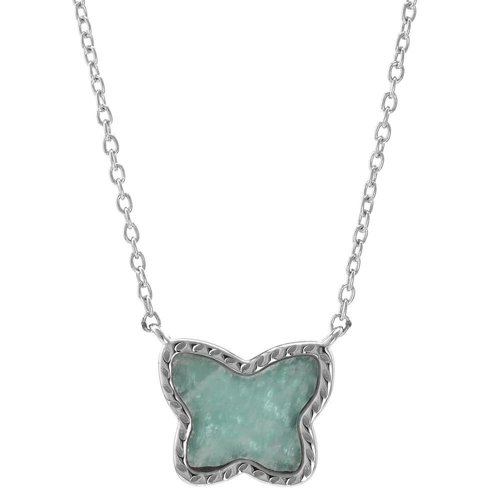 Gemistry Sterling Silver Amazonite Butterfly Pendant Necklace, Women's, Size: 18" Product Image