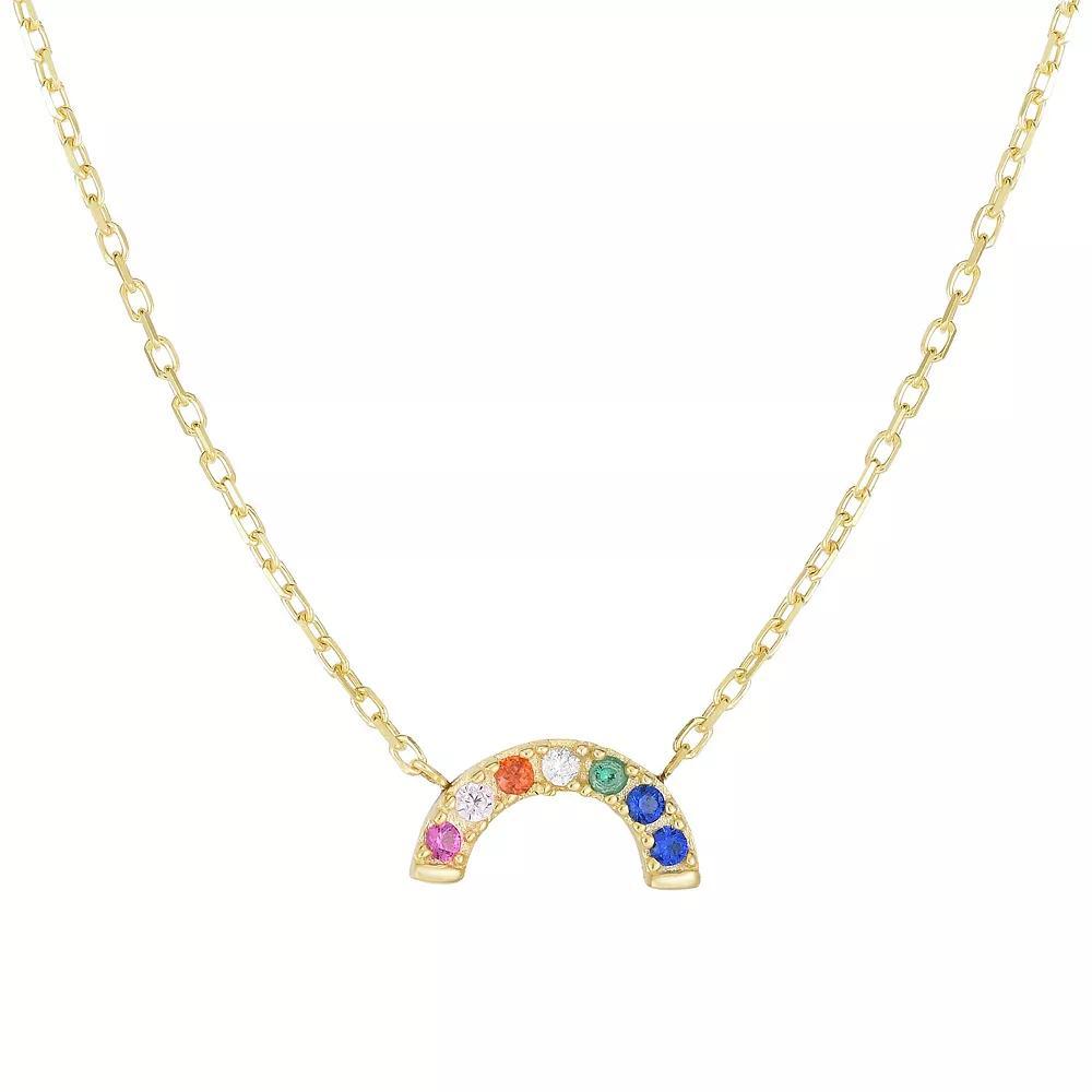 Sunkissed Sterling 14k Gold over Silver CZ Rainbow Necklace, Women's, Size: 17", Gold Tone Product Image