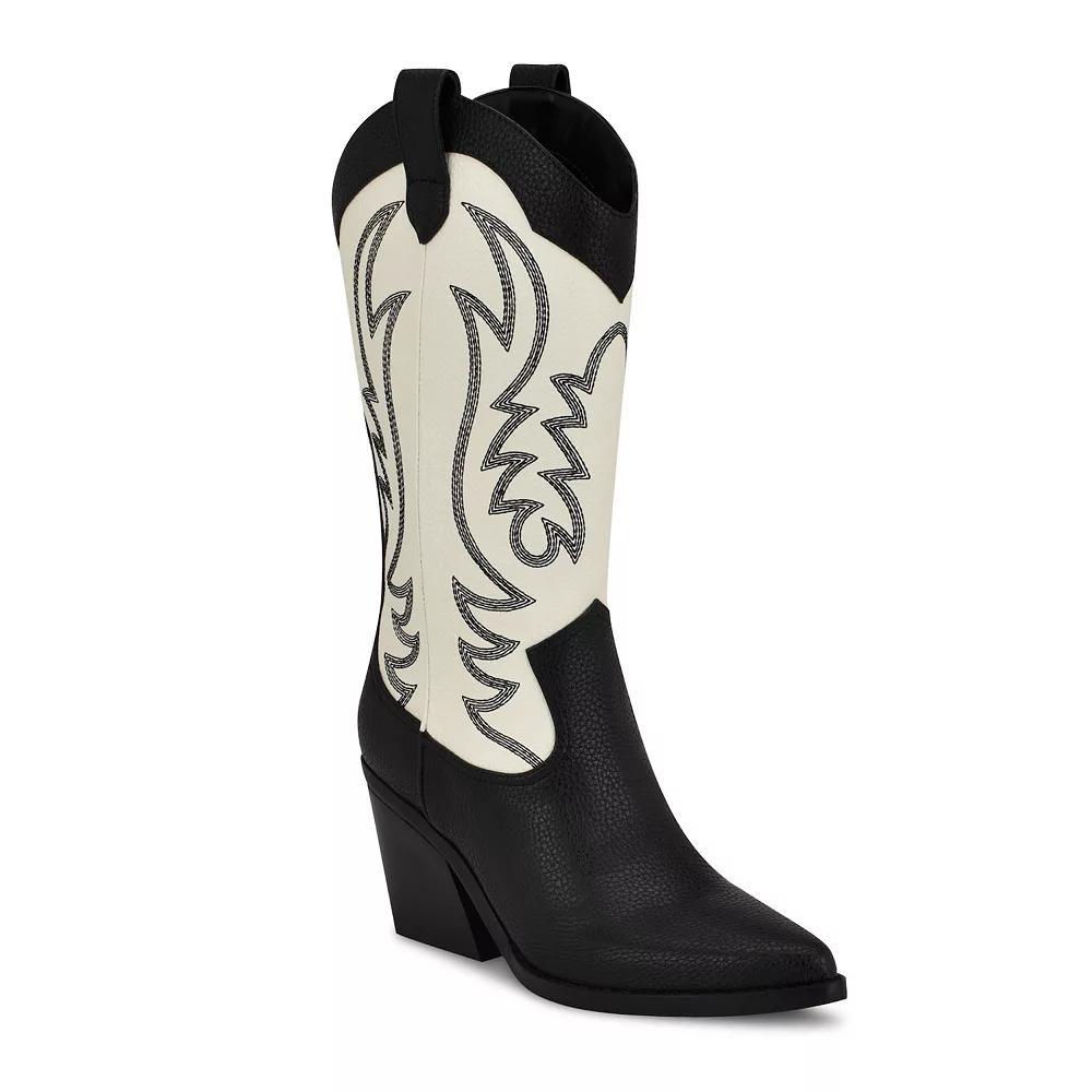 Nine West Keeks Women's Western Boots, Size: 10.5, White Black Product Image