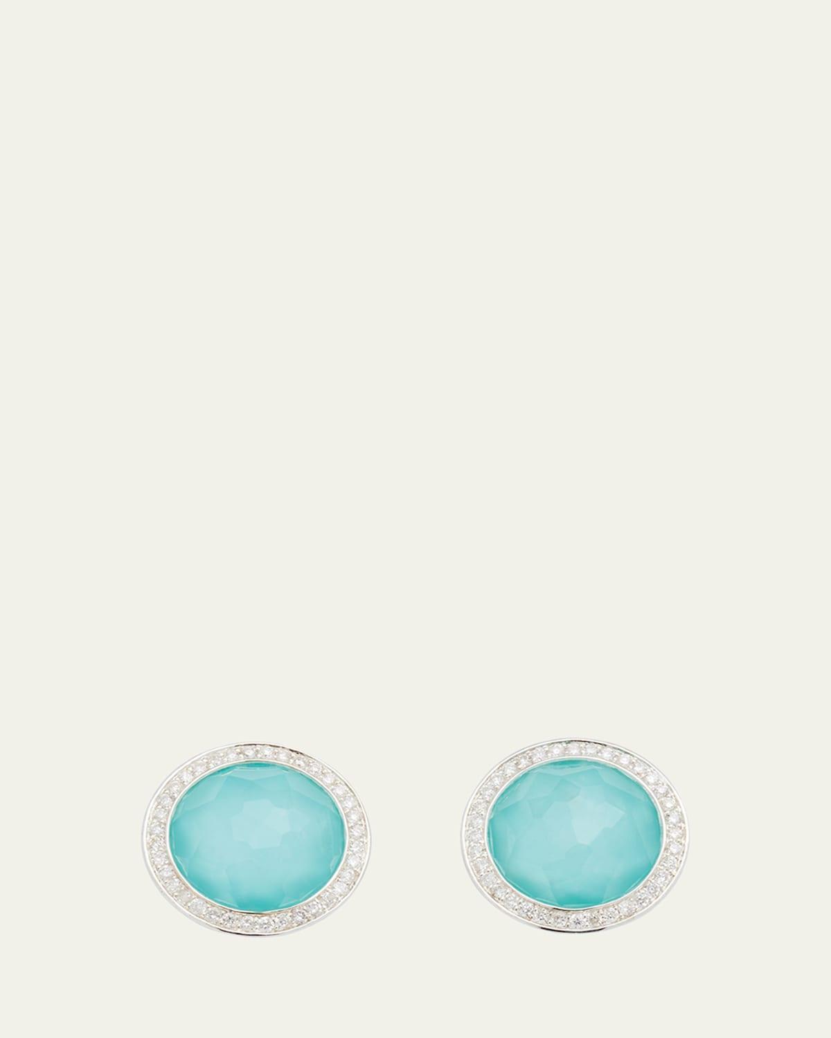 Small Stud Earrings in Sterling Silver with Diamonds Product Image