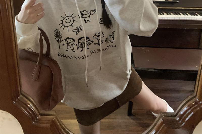 Cartoon Print Drawstring Hoodie Product Image