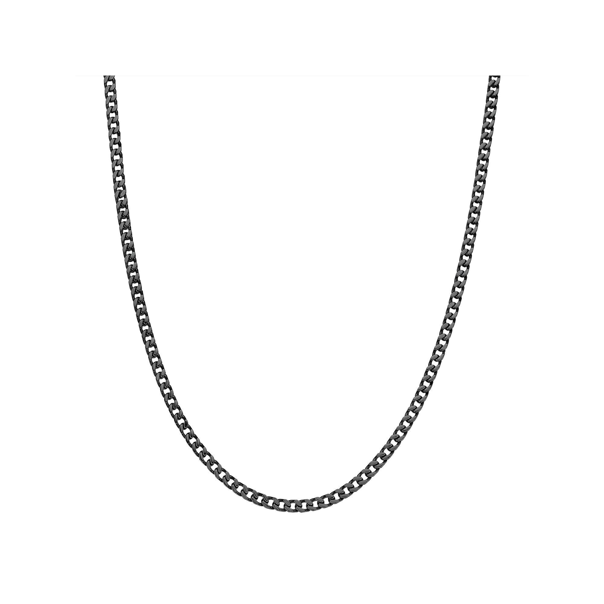 Mens LYNX Stainless Foxtail Chain Necklace Black Tone Product Image