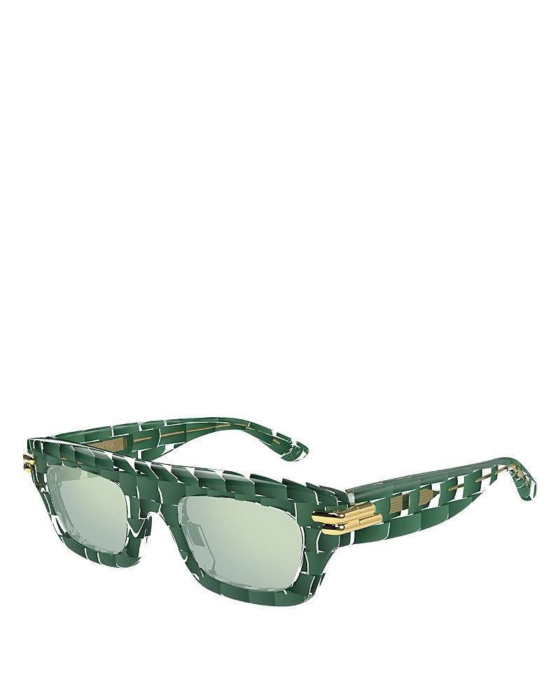 BOTTEGA VENETA Bv1321s Bold Ribbon Squared Sunglasses, 50mm In Green Product Image