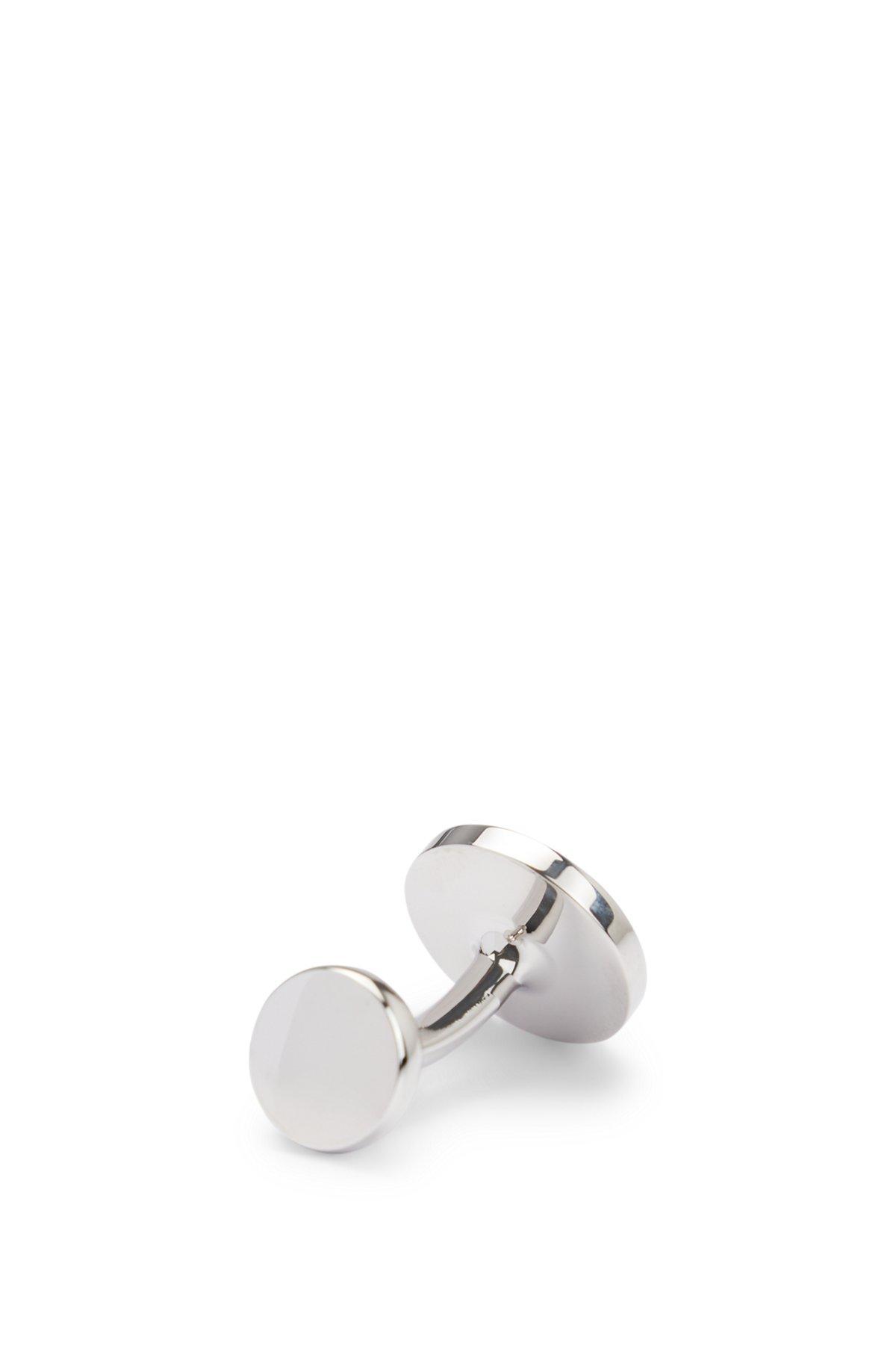 Round polished-brass cufflinks with engraved logo Product Image