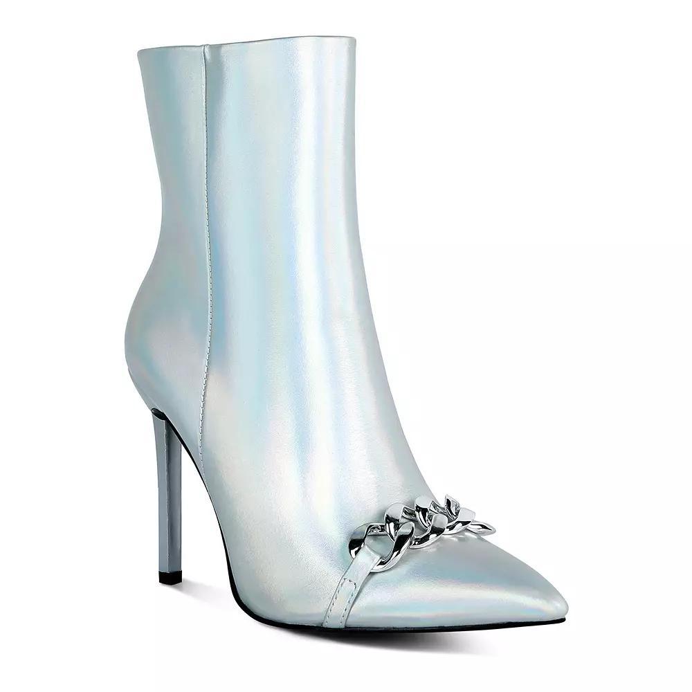 London Rag Firefly Hologram Women's Stiletto Ankle Boots, Size: 5, Silver Product Image