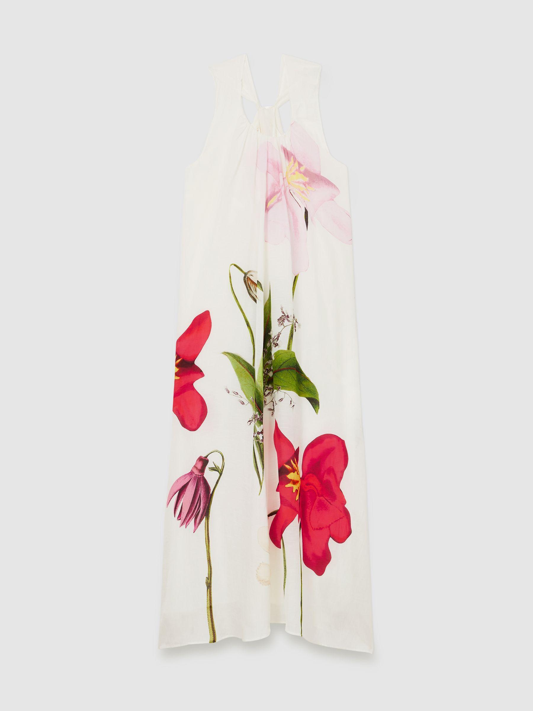 NYBG Floral Print Maxi Dress With Linen in Ivory Product Image