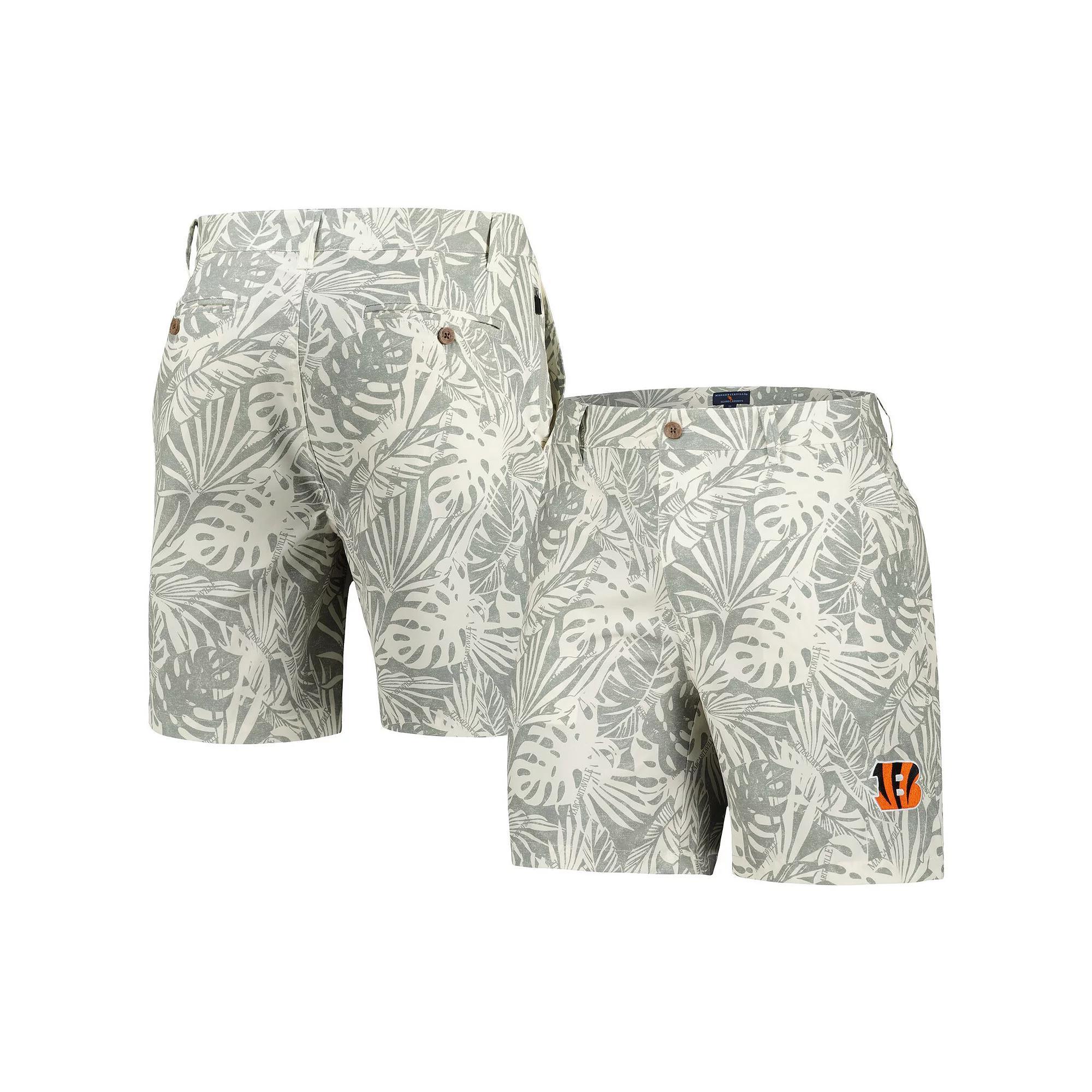 Men's Margaritaville Gray Cincinnati Bengals Sandwashed Monstera Print Amphib Shorts, Size: 36, Grey Product Image