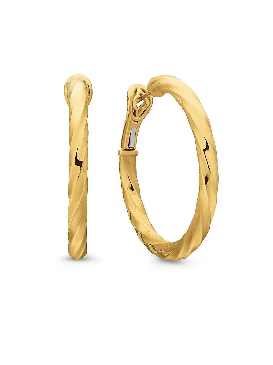 Womens Cable Edge Hoop Earrings in 18K Yellow Gold, 2in Product Image