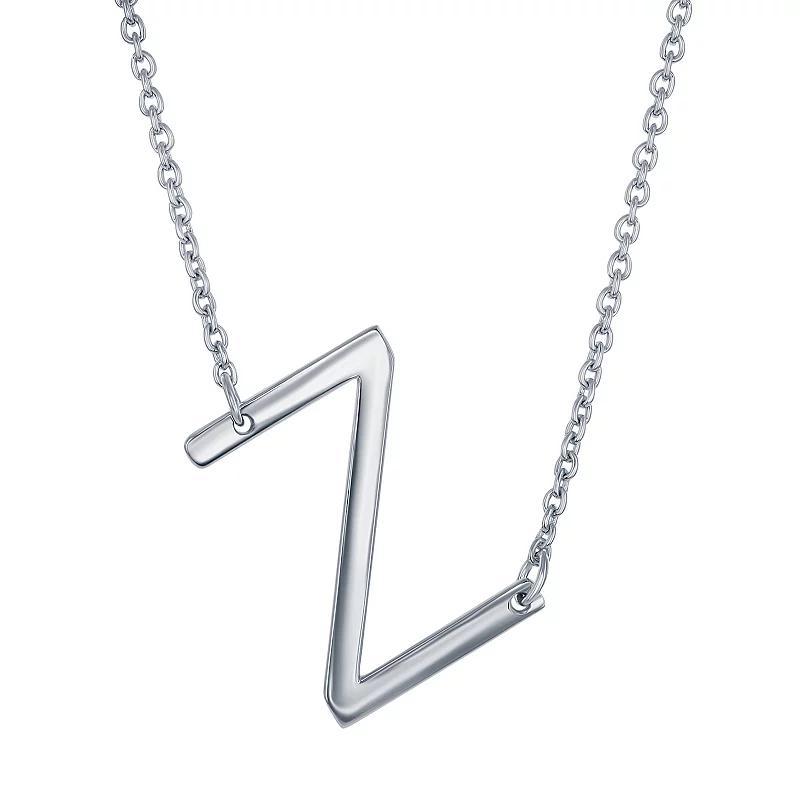 Sterling Silver Sideways Initial Necklace, Womens Sterling B Product Image
